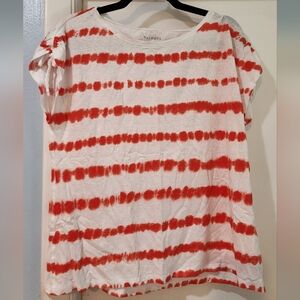 Women's Talbots Orange/Coral Striped Shirt, Size L